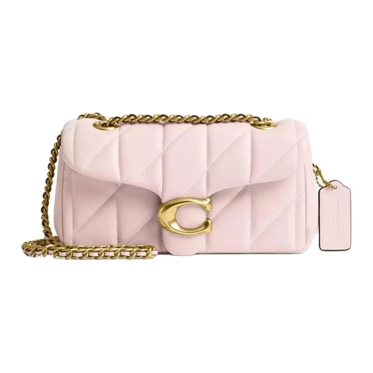 COACH Tabby Leather Shoulder Bag Small Women's Brass & Pink