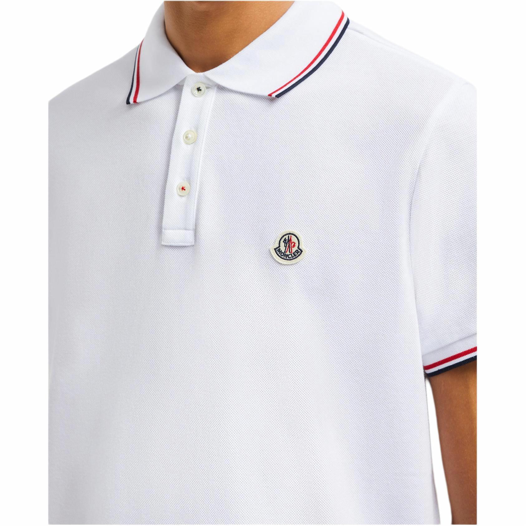 Мужская футболка-поло Moncler PoloPolo (белая) — фото 5