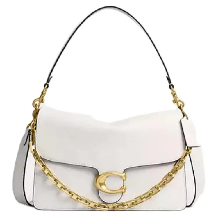 COACH ChainTabby Leather One Shoulder Handbag Large Women's White