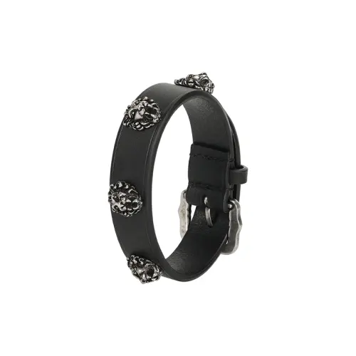 GUCCI Leather, Metal Wristbands Unisex Black