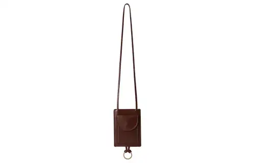 THE ROW Calfskin One Shoulder Crossbody Key Pouch Women's Brown