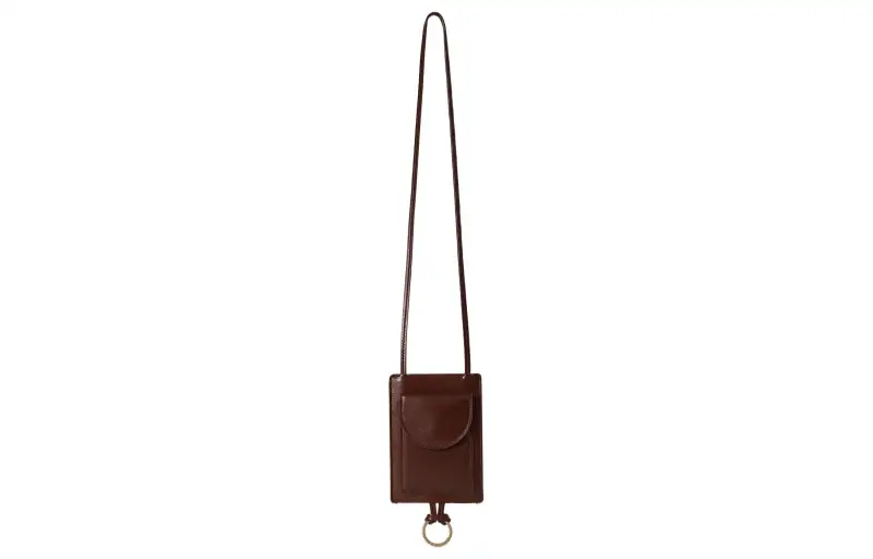 THE ROW Calfskin One Shoulder Crossbody Key Pouch Women's Brown