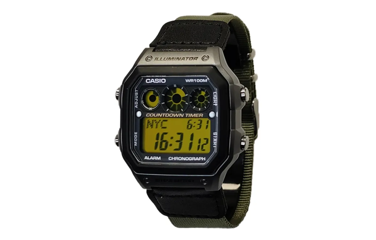 CASIO Custom Collection Quartz Movement Nylon Strap Watch Men's Watches Black Dial