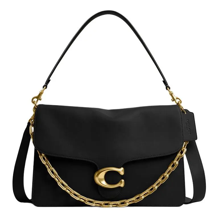 COACH ChainTabby Leather Shoulder Bag Large Women's Black