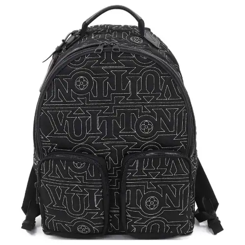 LOUIS VUITTON Leather Trim Backpack Men's Black