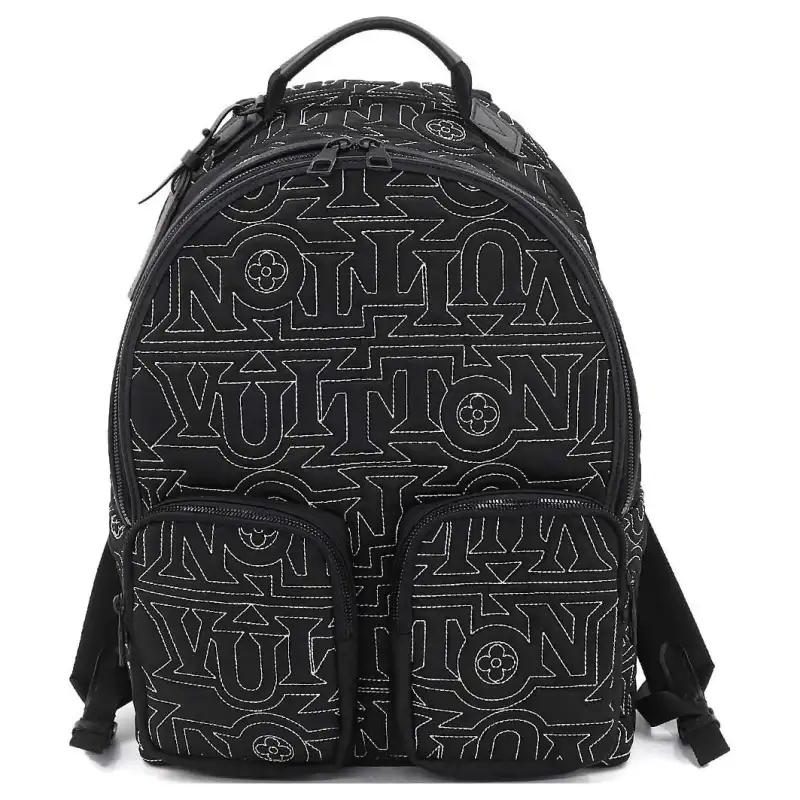 LOUIS VUITTON Leather Trim Backpack Men's Black