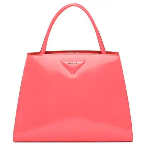 PRADA Soft Sheepskin Leather Handbag Women's Coral