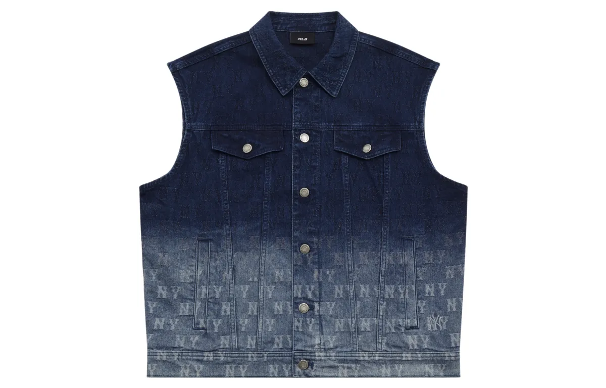 MLB MONOGRAM SS25 Denim Vest Unisex Dark Navy Blue