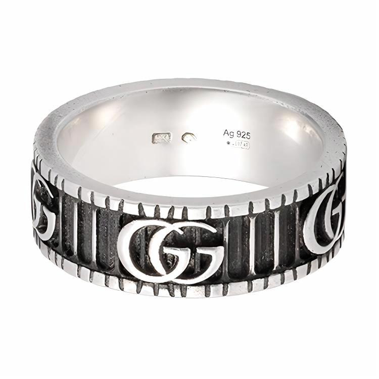Мужское кольцо Gucci GG Marmont G 925 (серебряное) — фото 1