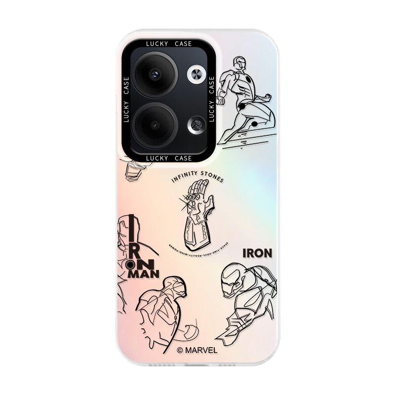 Disney Disney ABS+PC material, trendy high-end Marvel creative lines, Iron Man cartoon laser acrylic mobile phone case, suitable for OPPOreno12/11/10pro/9/Reno8/7se/findx8pro/x7/x6/x5 business style