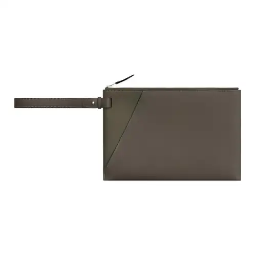 HERMES Cabavertige Togo Calfskin Clutch Men's Forest Green