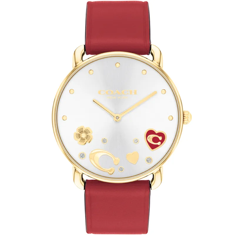 COACH ELLIOT Wrist Watches Quartz Movement Cow Leather Strap 36mm Silver Dial Women's Watch 30m Water Resistant