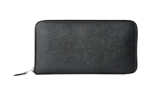 HERMES Epsom Calfskin Wallet Unisex Noir Black