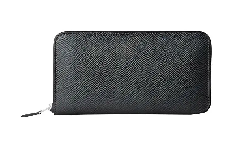 HERMES Epsom Calfskin Wallet Unisex Noir Black