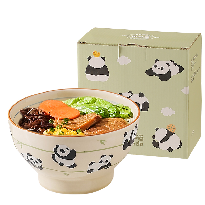 Kawashimaya KAWASIMAYA Panda Ramen household ceramic instant noodle bowl personal special soup noodle large soup bowl bowl