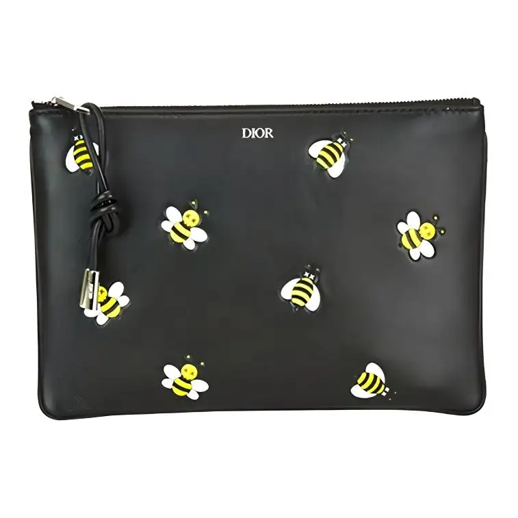 DIOR Cow Leather Clutch Unisex Black