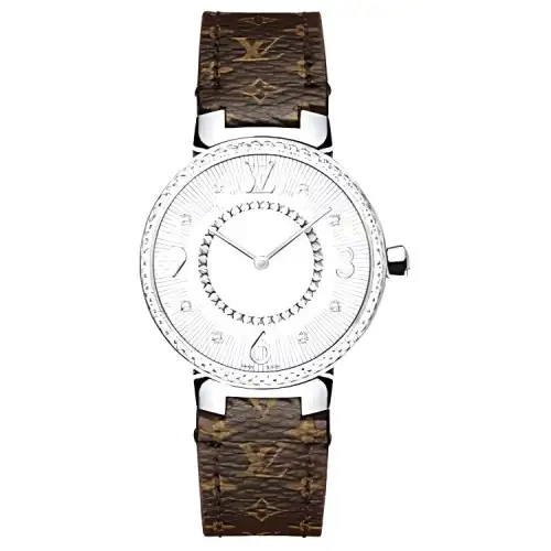 LOUIS VUITTON Wrist Watches Quartz Movement Canvas Strap Silver Dial Women's Watch