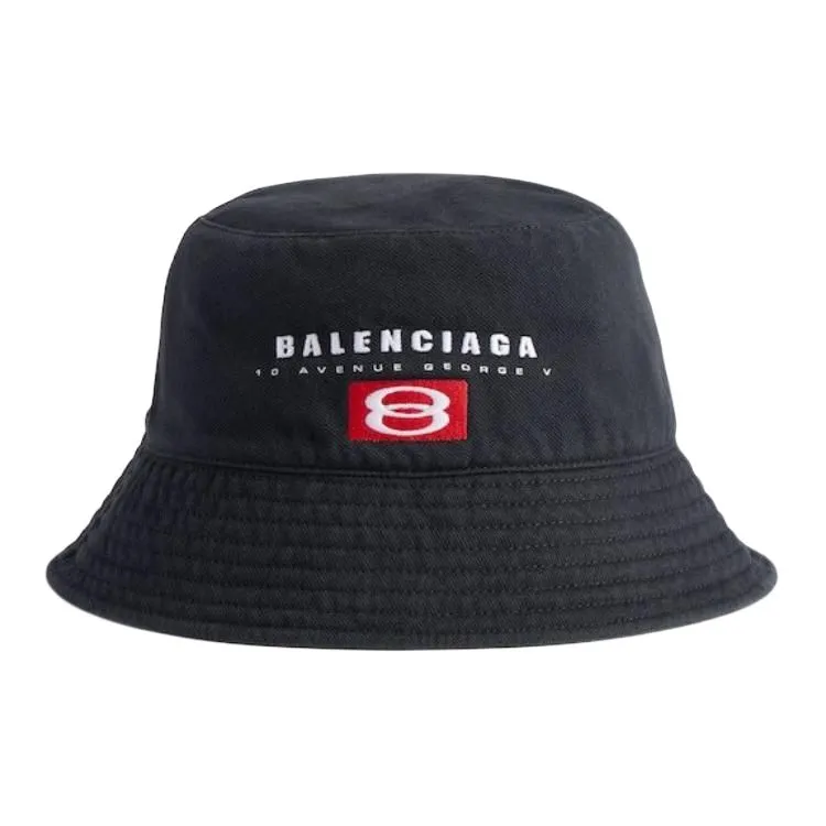 Balenciaga 100% Cotton, Polyester, Twill Bucket Hats Men's Black/Gray