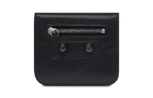 Balenciaga Le Cagole Lambskin Wallet, Card Holder Women's Black