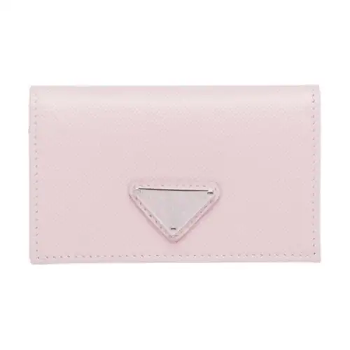 PRADA Saffiano Leather Card Holder Wallet Women's Pink