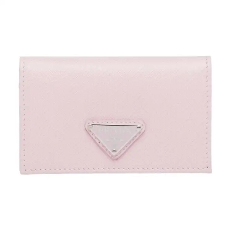 PRADA Saffiano Leather Card Holder Wallet Women's Pink