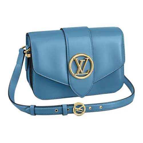 LOUIS VUITTON Pont Smooth Calfskin Handbag, Shoulder Bag, Crossbody Bag Women's Storm Blue