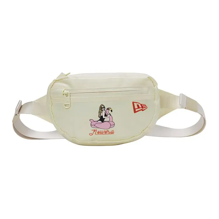 New Era Cotton Shoulder Bag, Crossbody Bag, Fanny Pack Small Unisex Beige