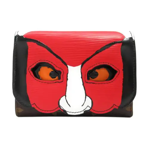 LOUIS VUITTON Victorine Cow Leather Wallet Women's Red/Black Color