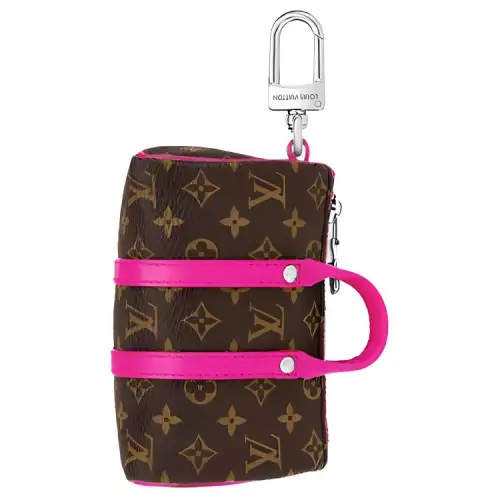 LOUIS VUITTON MINI Keepall Canvas With Leather Keychain Bag Accessory Men's Rose Red