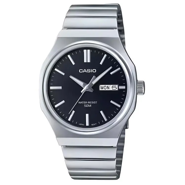CASIO Standard Collection Quartz Movement Stainless Steel Strap Watch Men's Watches Black Dial