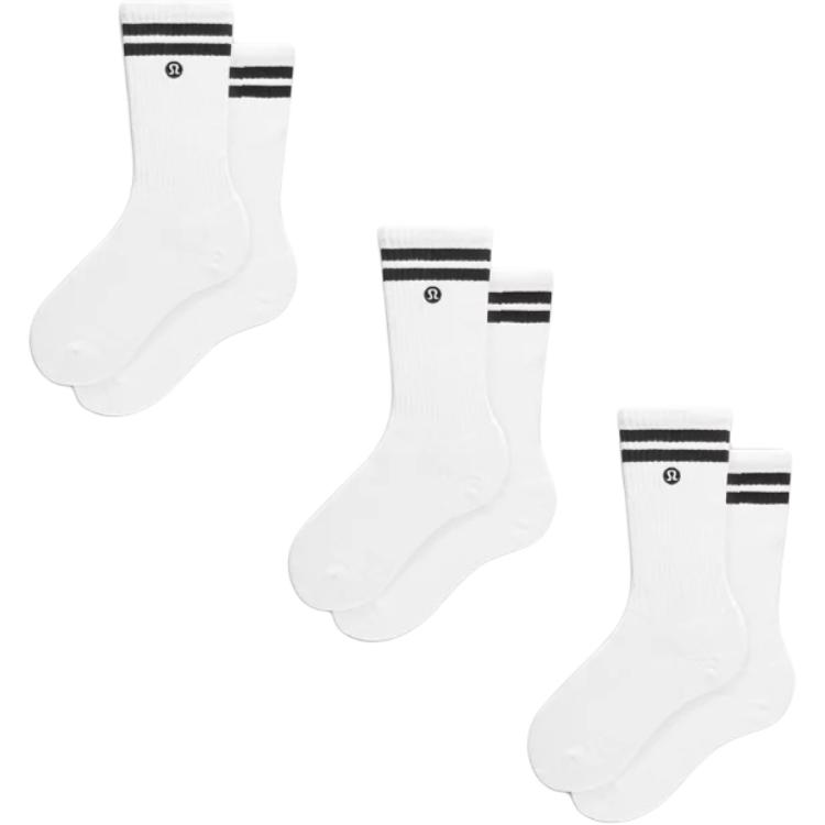 Lululemon Crew Socks Unisex 3 Pack White