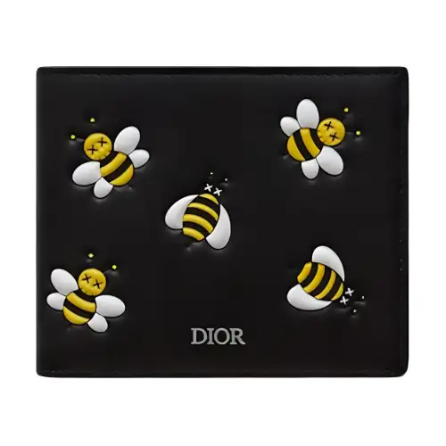 DIOR Kaws Bifold Collaboration Calfskin Wallet Regular Men's Black