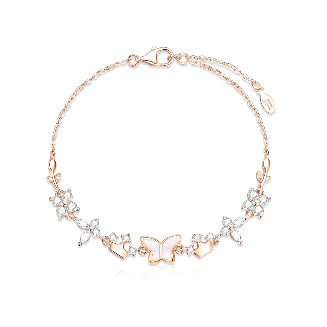 Disney 925 Silver Zircon Bracelets Women's Rose Gold