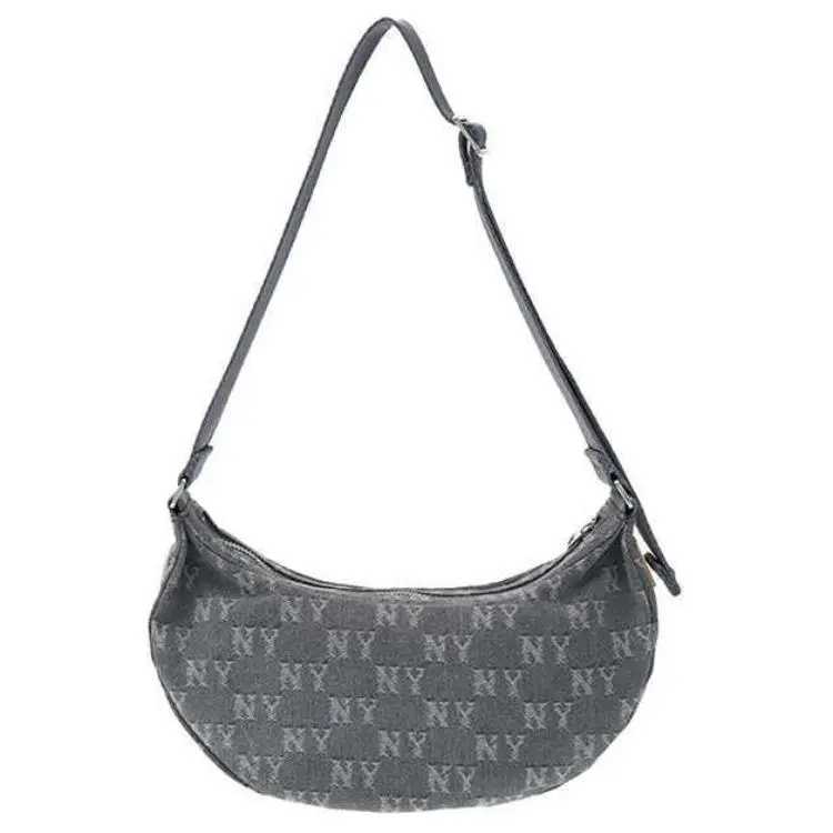 MLB Denim Shoulder Bag Unisex Gray