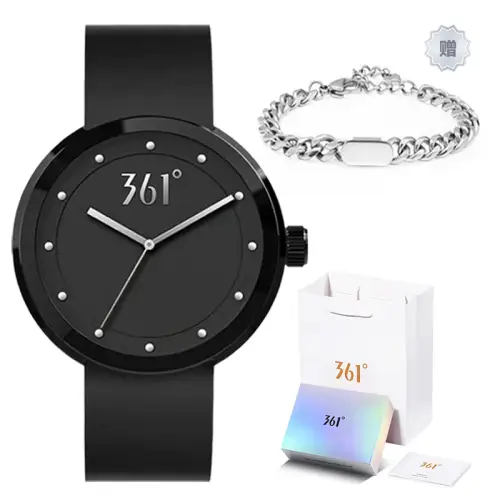 361° Silicone classic universal quartz watch strap for men and women, black waterproof dial, simple and elegant design, for teenagers, quartz mechanism