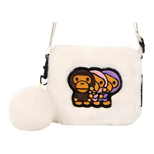 A BATHING APE Faux Fur Shoulder Bag, Crossbody Bag Mini Women's White