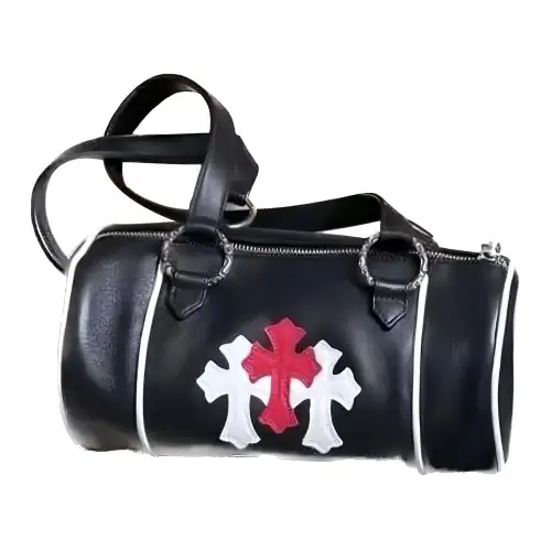 Chrome Hearts Leather Bucket Bag, Handbag, Shoulder Bag Medium Unisex Black/Red