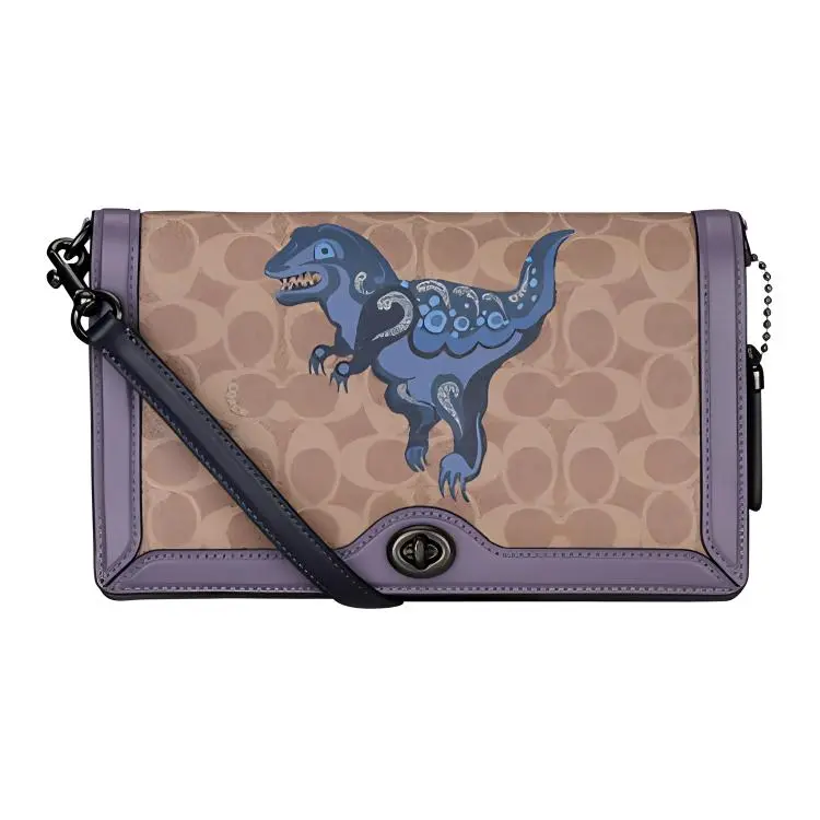 COACH Zhu Jingyi Riley Leather PVC Crossbody Bags Medium Women's Purple & Brown Monogram