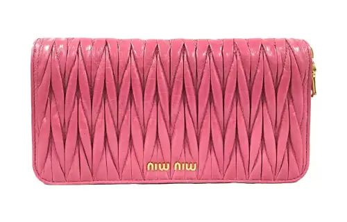 MIU MIU Soft Lambskin Wallet Women's Peach Pink