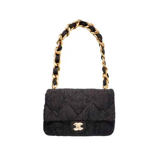 CHANEL Fabric One Shoulder Handbag, Crossbody Bag Women's Black