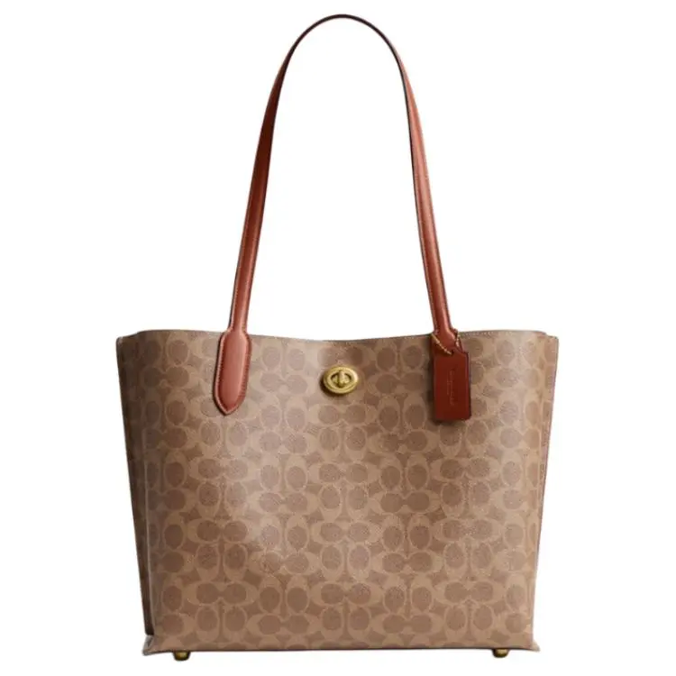 COACH Willow Coated Canvas Tote Bag, Shopping Bag, Shoulder Bag Large Women's Brown