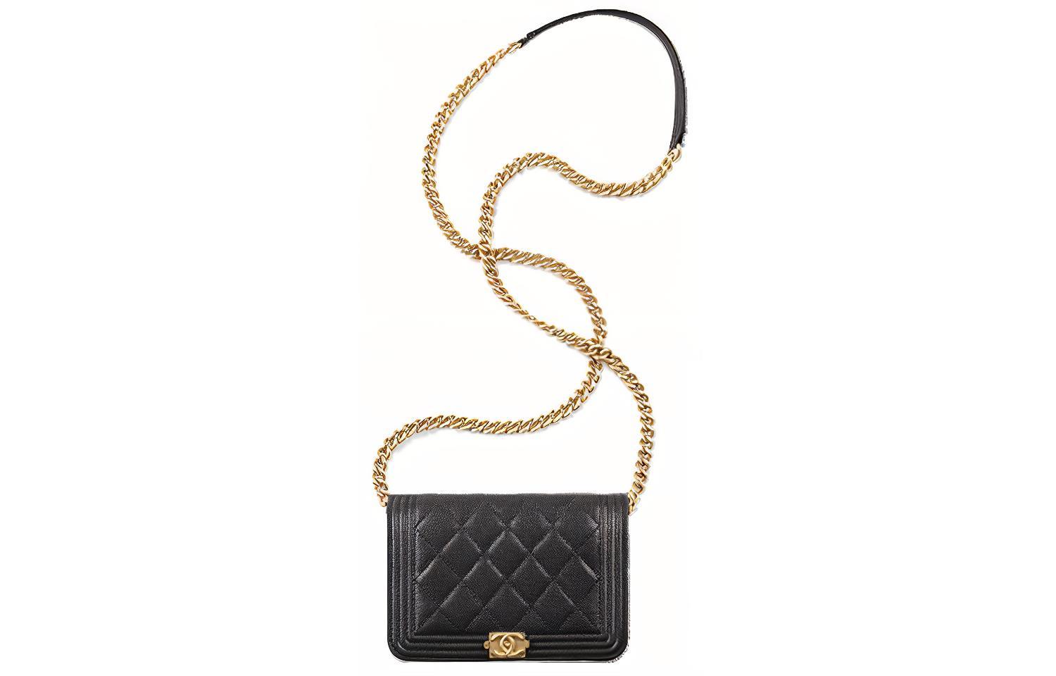 CHANEL LeboyWOC Grain Calfskin One Shoulder Crossbody Clutch Mini Women's Black