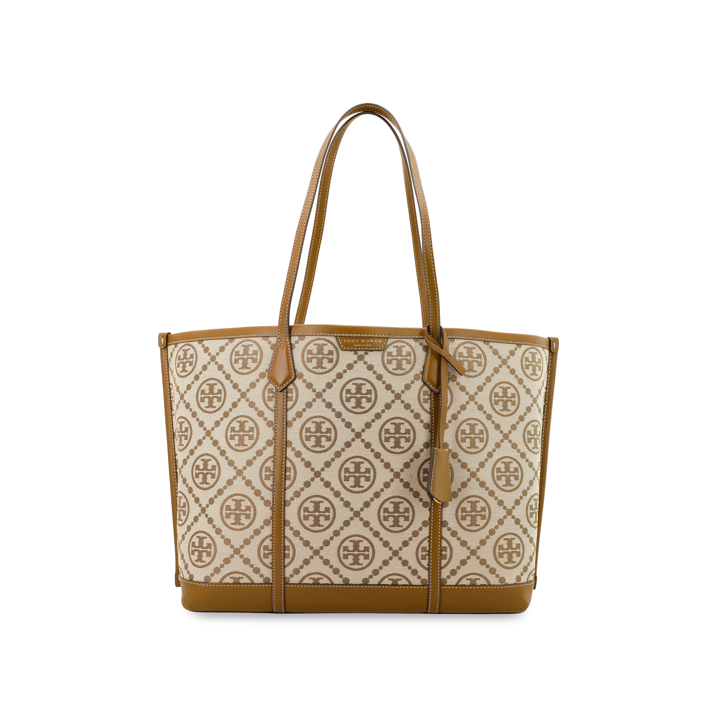 TORY BURCH PerryT Monogram Leather Tote Bag, Shopping Bag, Shoulder Bag, Handbag Regular Women's Brown
