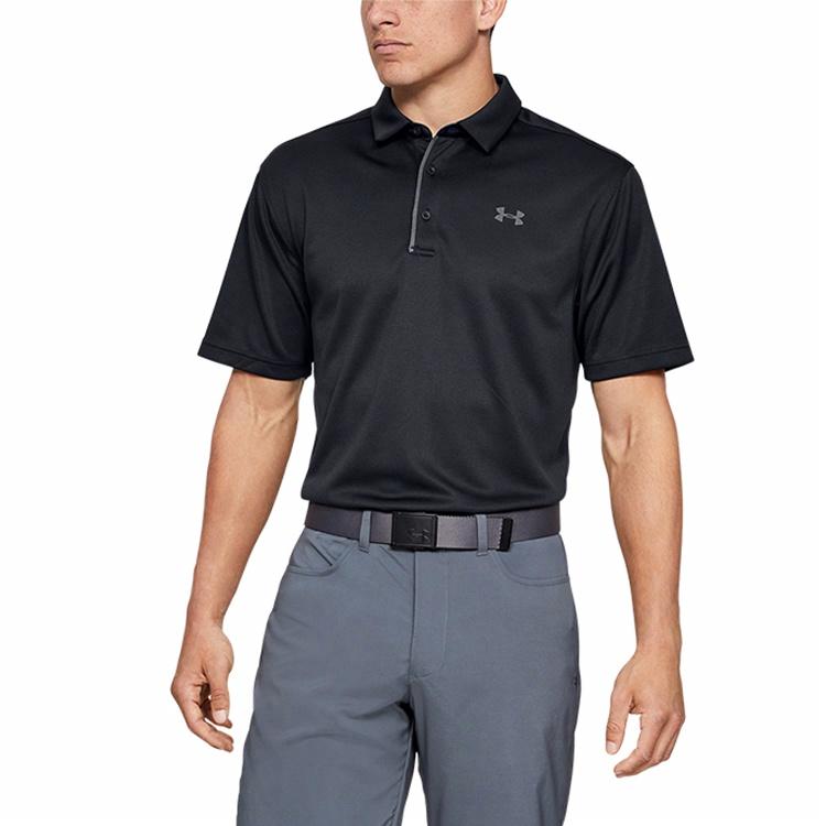 Мужская футболка Under Armour Tech Polo (черная) — фото 4