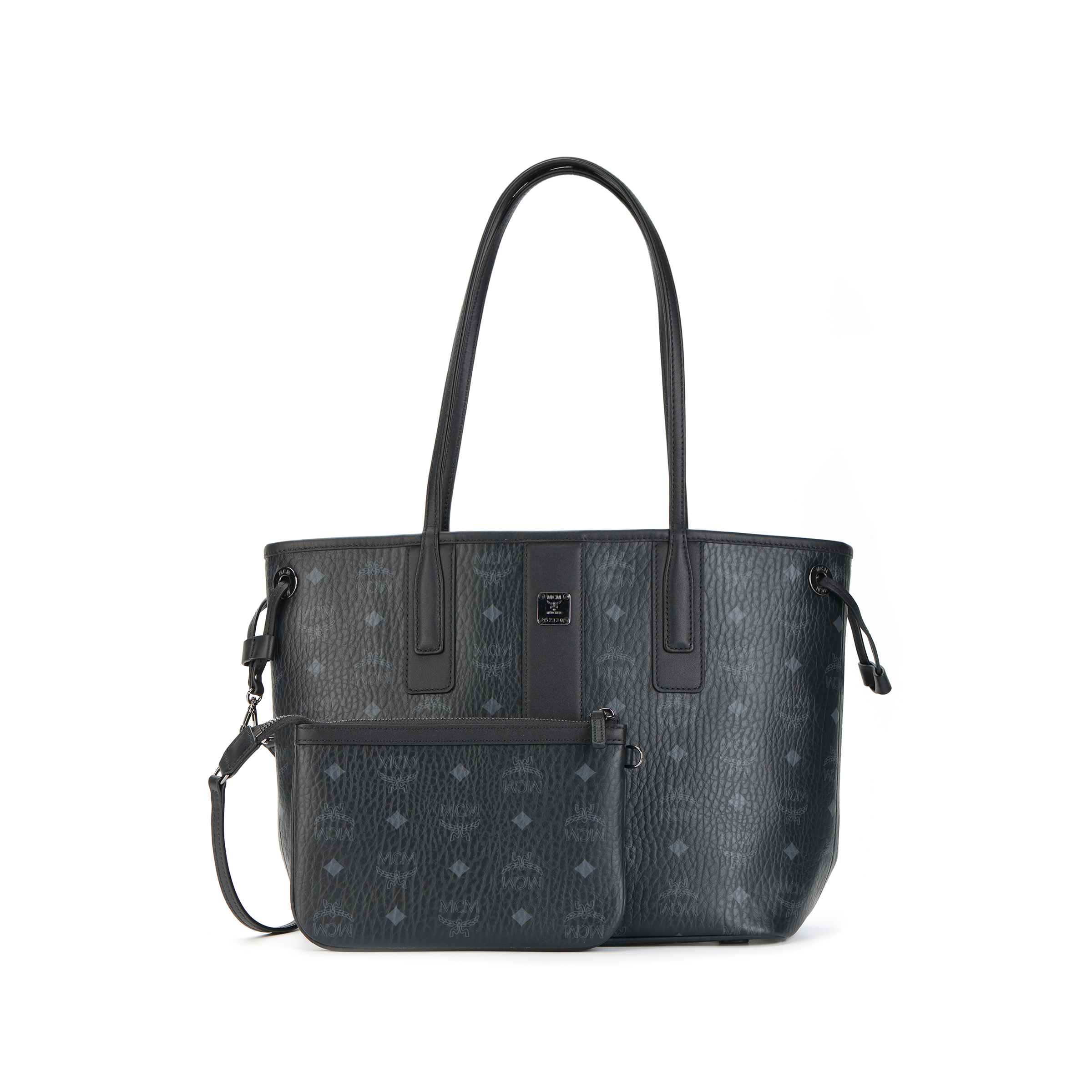 MCM Liz classic presbyopia coated canvas and leather mother-in-law bag tote bag tote bag shopping bag hand shoulder bag small size women's black