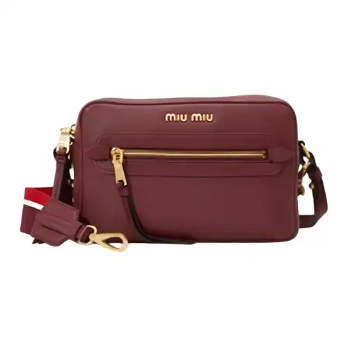 MIU MIU Leather Crossbody Bag Women's Red