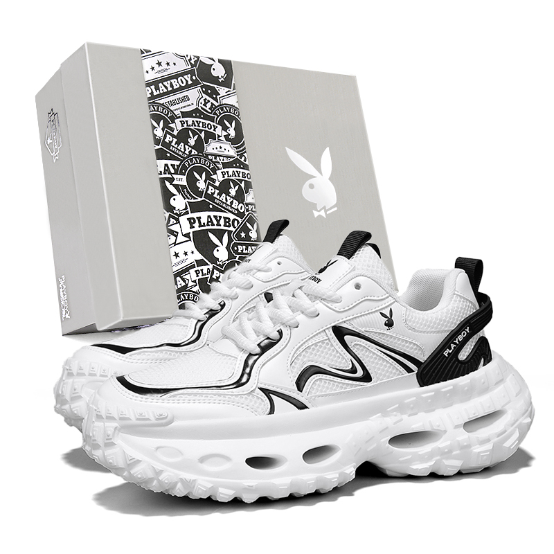 Playboy Playboy, апокалиптический стиль пустоши, фестиваль диско-музыки выходит на улицы популярный Универсальный модные колесо шина толстая Невидимое увеличение высокая нескользящие Износостойкий высокая Амортизирующая и удобная сетка для защиты ног с упругим ощущением льда. воздухопроницаемый для отдыха Пилообразные туфли для папы мужской стиль