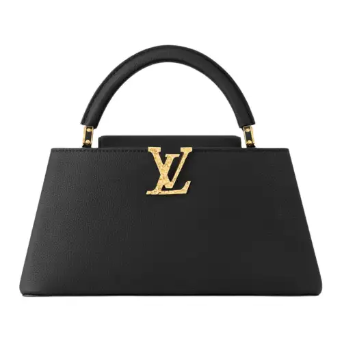 LOUIS VUITTON Capucines Leather Kapsyn Shoulder Bag, Crossbody Bag, Handbag Medium Women's Black