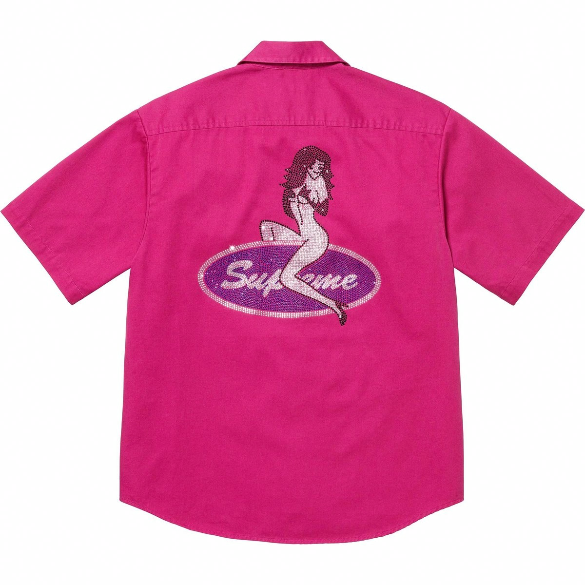 Рубашка Supreme SS25 Rhinestone Pin Up Shirt (черная)