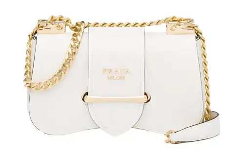 PRADA Sidonie Calfskin Shoulder Bag, Crossbody Bag Women's White